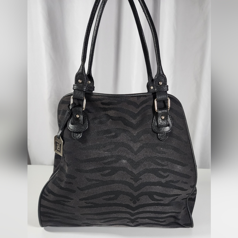 Fendi Nylon & leather black on black shoulder tote. Minor signs of use. - Picture 2 of 16
